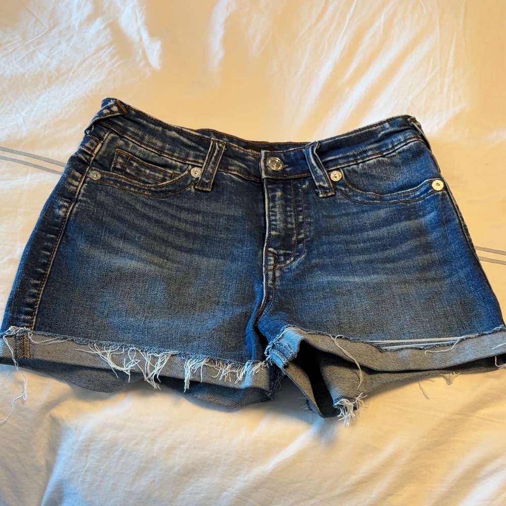 True Religion Dark Blue Denim Cutoff Shorts